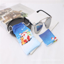 Promotional Christmas Design Hot Press Printing Packing Glasses Pouch and Cloth